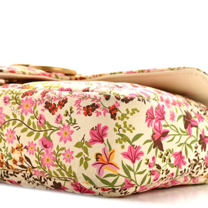 Gucci Cotton Calfskin Matelasse Floral Print Small GG Marmont Shoulder Bag Ivory Pink 9 of 10