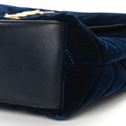 Saint Laurent Velvet Y Quilted Monogram Small Loulou Chain Satchel Medium Blue 9 of 11