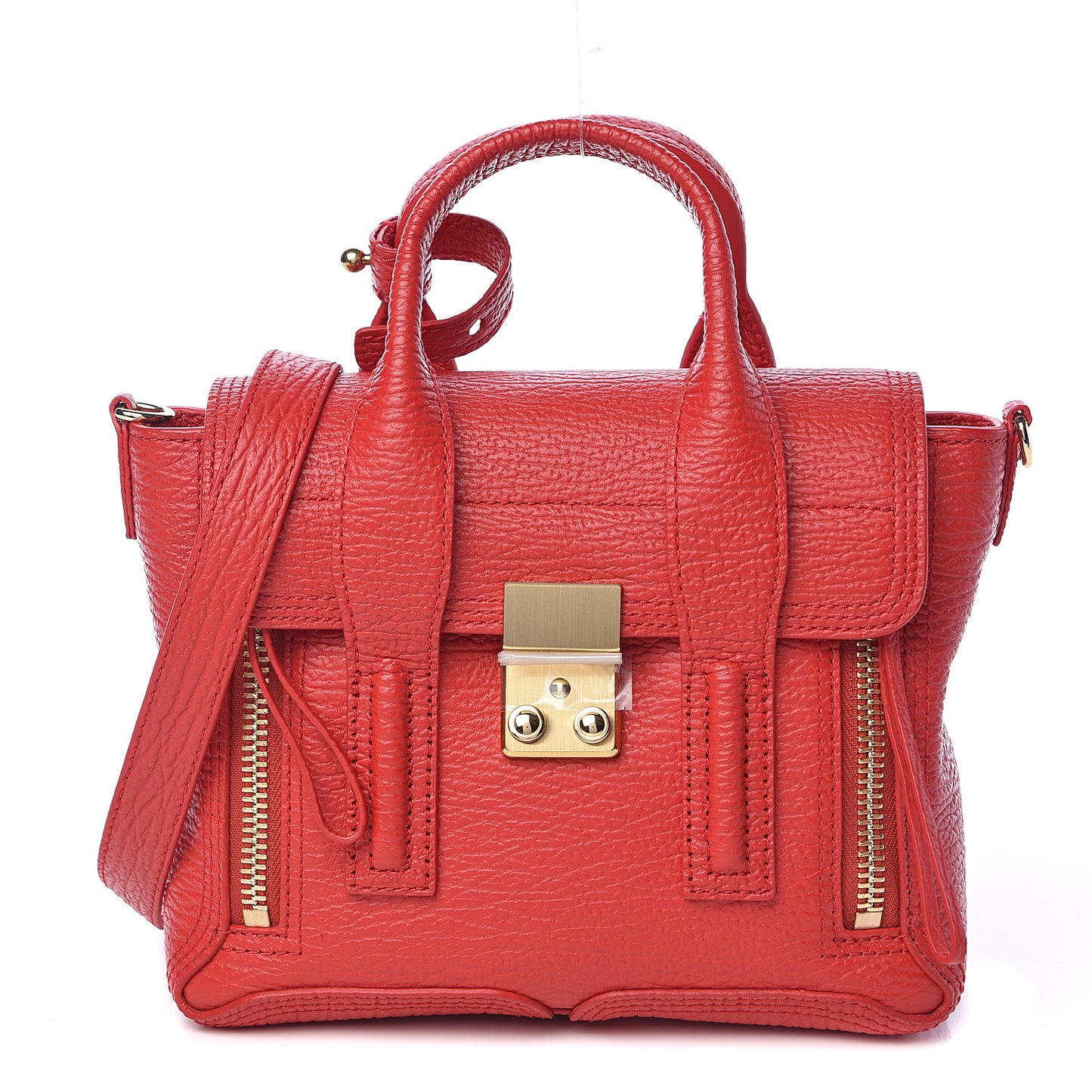 3.1 Textured Calfskin Mini Pashli Satchel Red