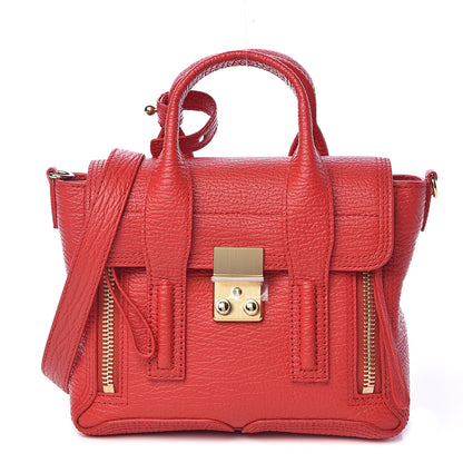 3.1 Phillip Lim 3.1 Textured Calfskin Mini Pashli Satchel Red 1 of 10
