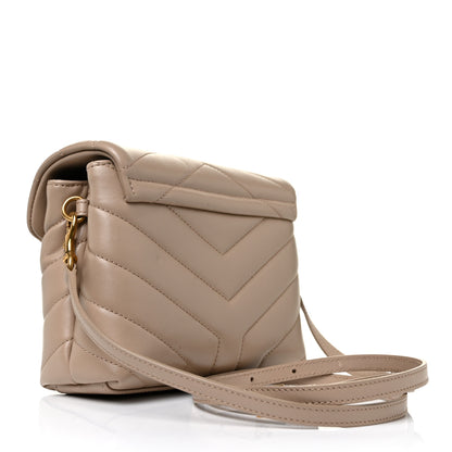 Saint Laurent Calfskin Y Quilted Monogram Toy Loulou Satchel Latte 3 of 9