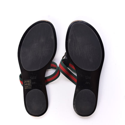 Gucci Nylon Guccissima Web Womens Thong Sandals 38.5 Green Red Black 9 of 13
