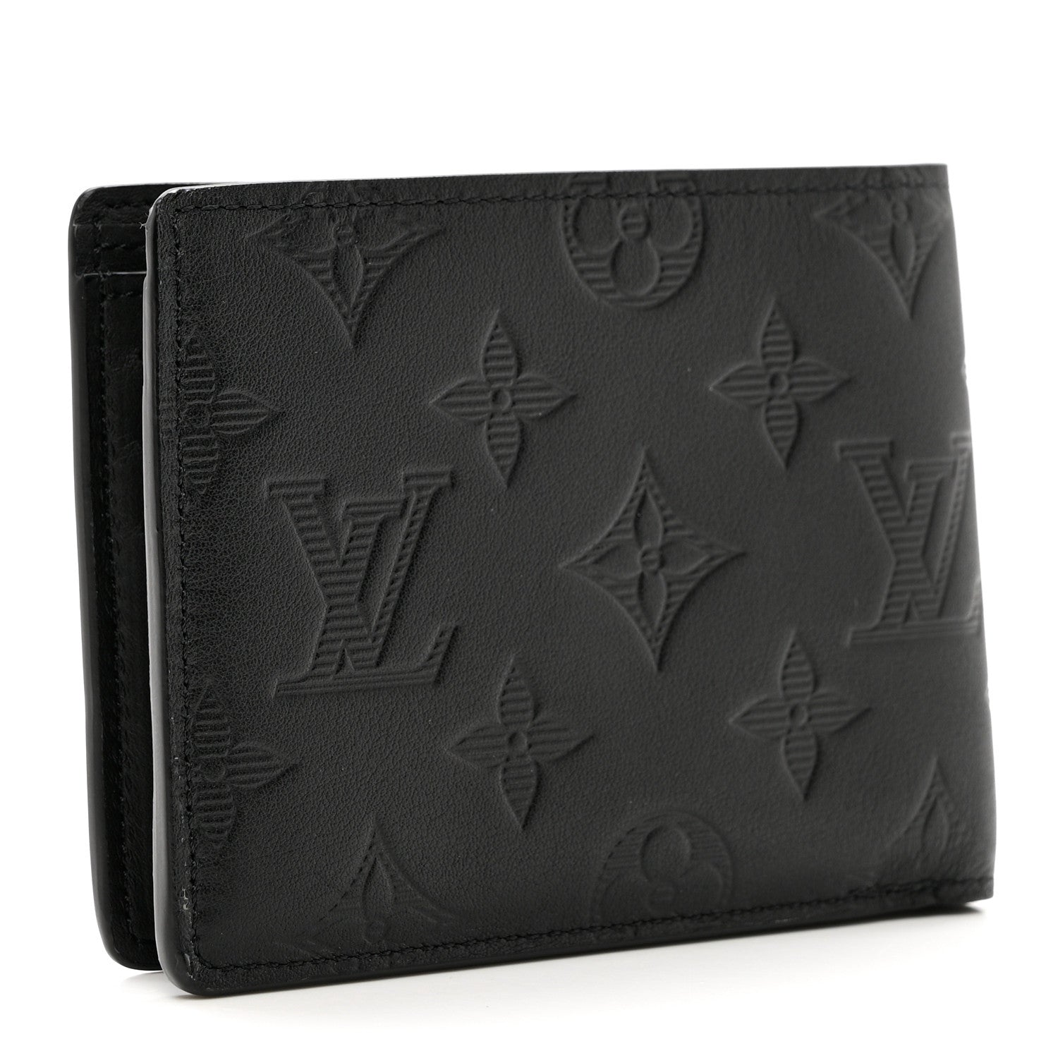 Louis Vuitton Calfskin Monogram Shadow Multiple Wallet Black 3 of 6