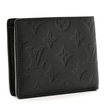 Louis Vuitton Calfskin Monogram Shadow Multiple Wallet Black 3 of 6