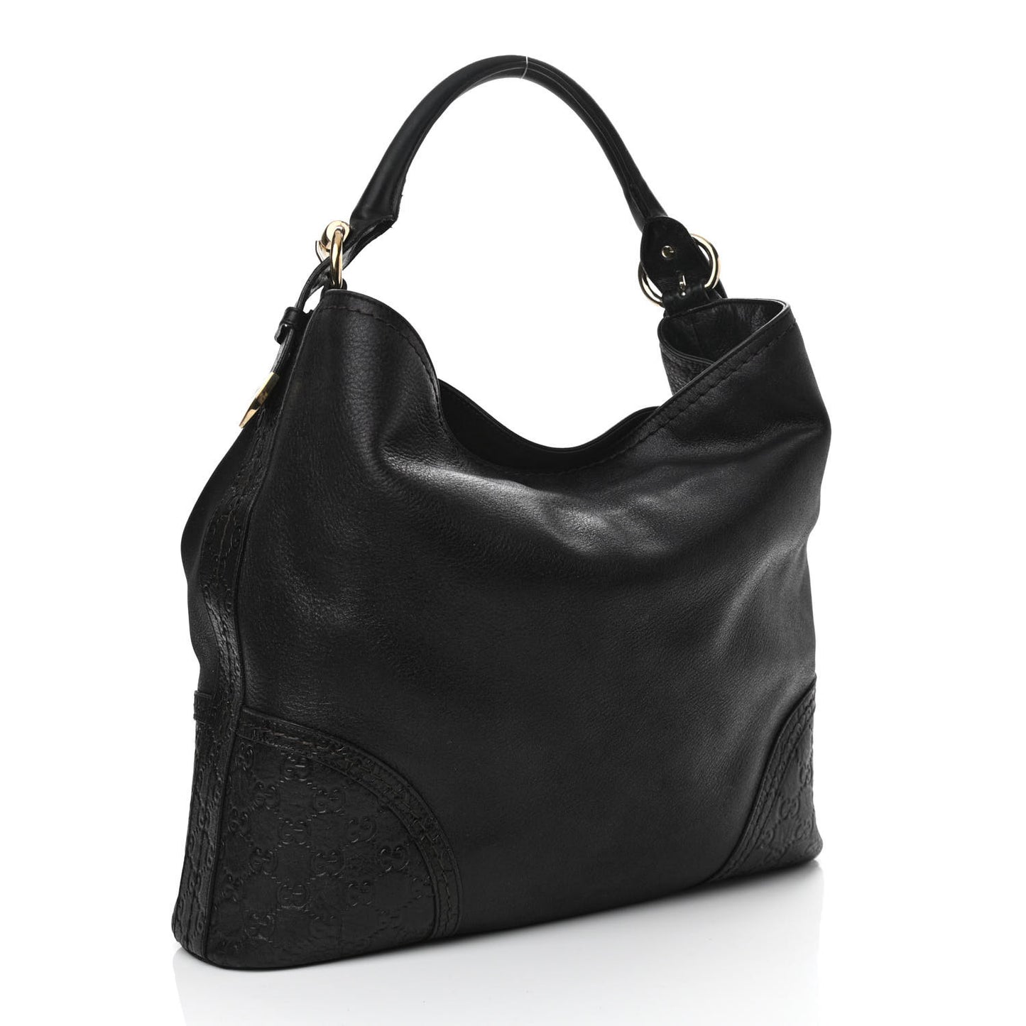 Calfskin Guccissima Trim Large Signoria Hobo Black