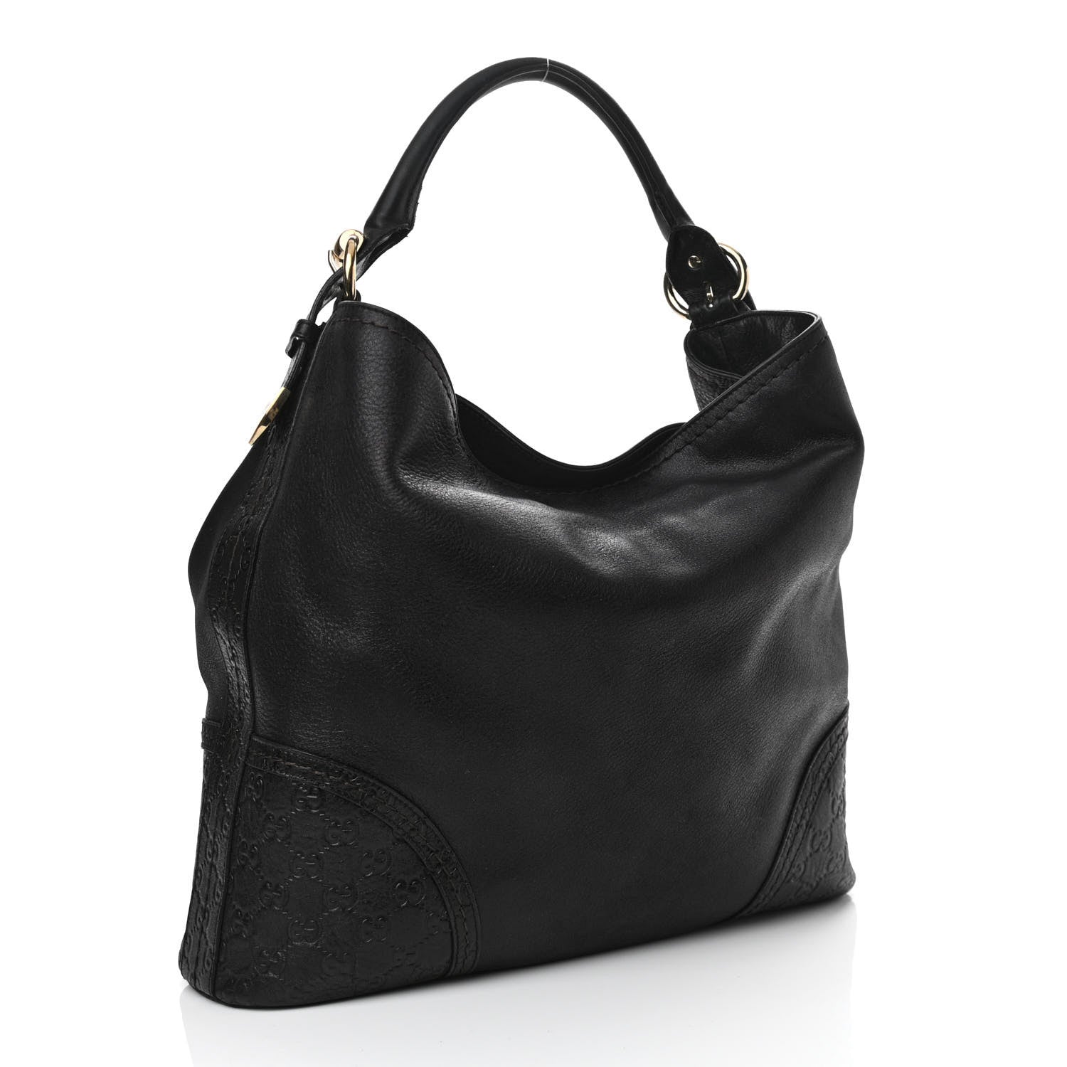 Gucci Calfskin Guccissima Trim Large Signoria Hobo Black 2 of 11