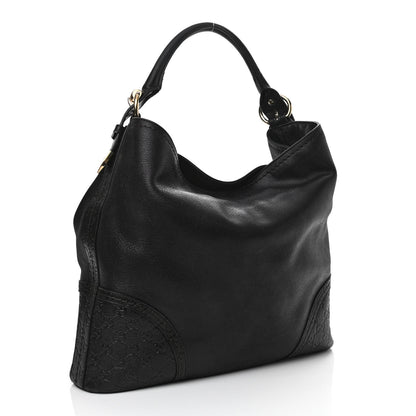Gucci Calfskin Guccissima Trim Large Signoria Hobo Black 2 of 11