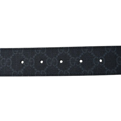 Gucci GG Supreme Monogram Plutone Calfskin Palladium Double G Reversible 37mm Belt 95 38 Black 3 of 6