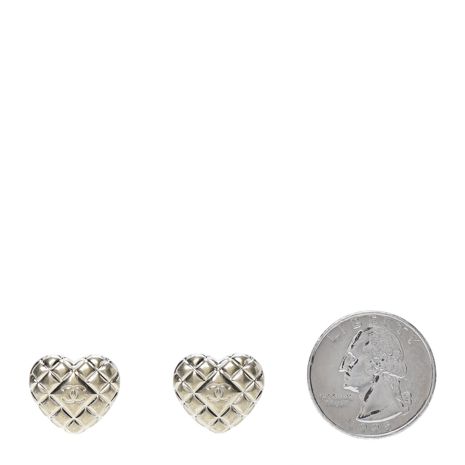 Chanel Quilted CC Heart Earrings Gold 2 of 5