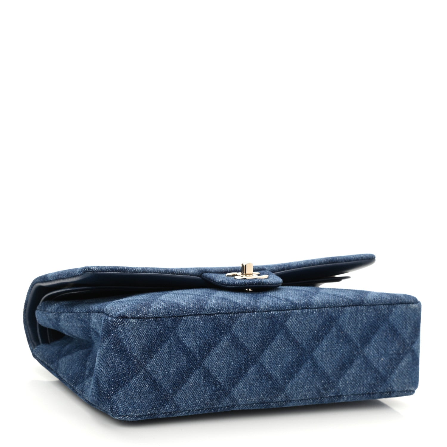 Chanel Printed Denim Quilted Medium Double Flap Dark Blue 4 of 10