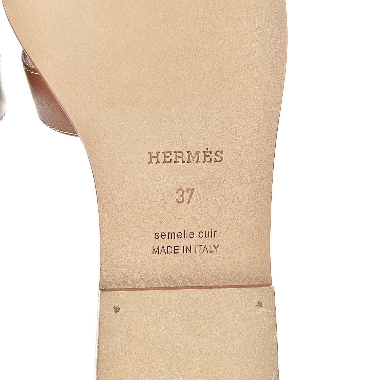 Hermes Box Calfskin Oran Sandals 37 Gold 6 of 8