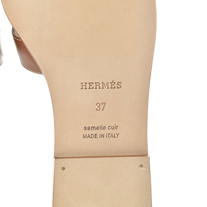 Hermes Box Calfskin Oran Sandals 37 Gold 6 of 8