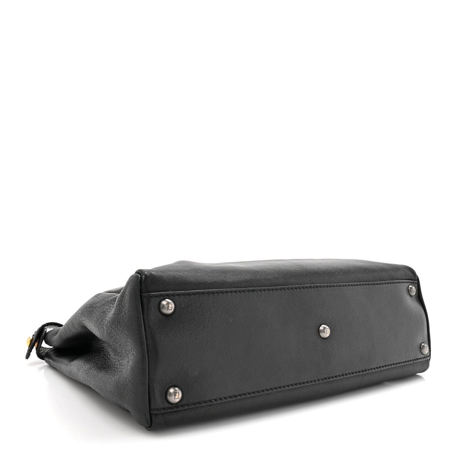 Fendi Goatskin Zucca Medium Peekaboo Iconic Satchel  Black Tobacco 4 of 13