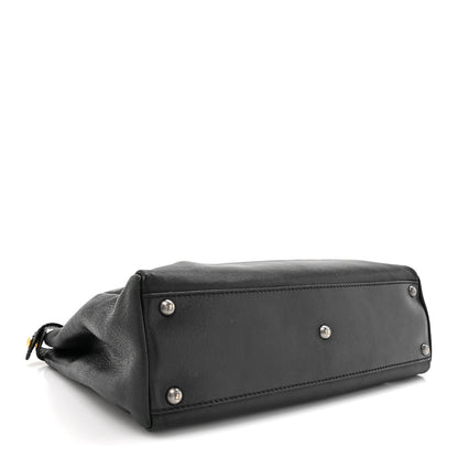 Fendi Goatskin Zucca Medium Peekaboo Iconic Satchel  Black Tobacco 4 of 13