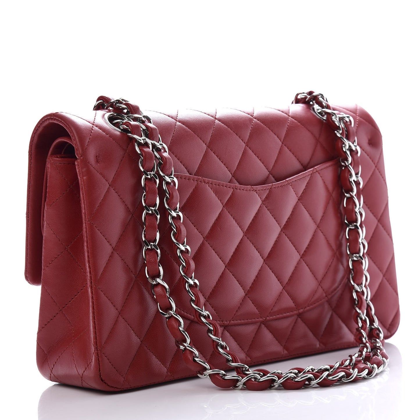 Lambskin Quilted Medium Double Flap Red