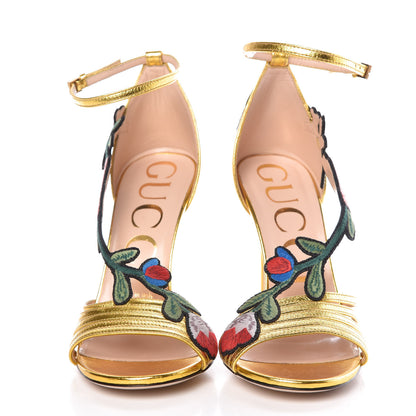 Gucci Metallic Nappa Ophelia High Heel Sandals 36 Gold 2 of 7