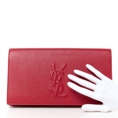 Saint Laurent Calfskin Monogram Large Belle De Jour Clutch Red 2 of 9