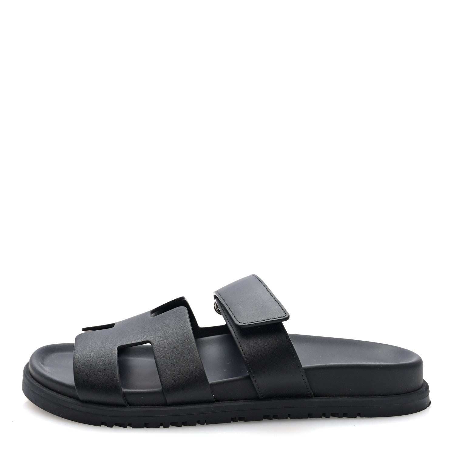 Hermes Calfskin Womens Chypre Sandals 38 Black 1 of 9