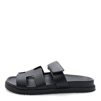 Hermes Calfskin Womens Chypre Sandals 38 Black 1 of 9