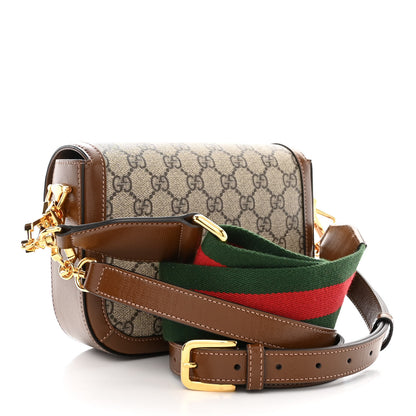 Gucci GG Supreme Monogram Web Mini Horsebit 1955 Shoulder Bag Beige Brown Sugar 3 of 10