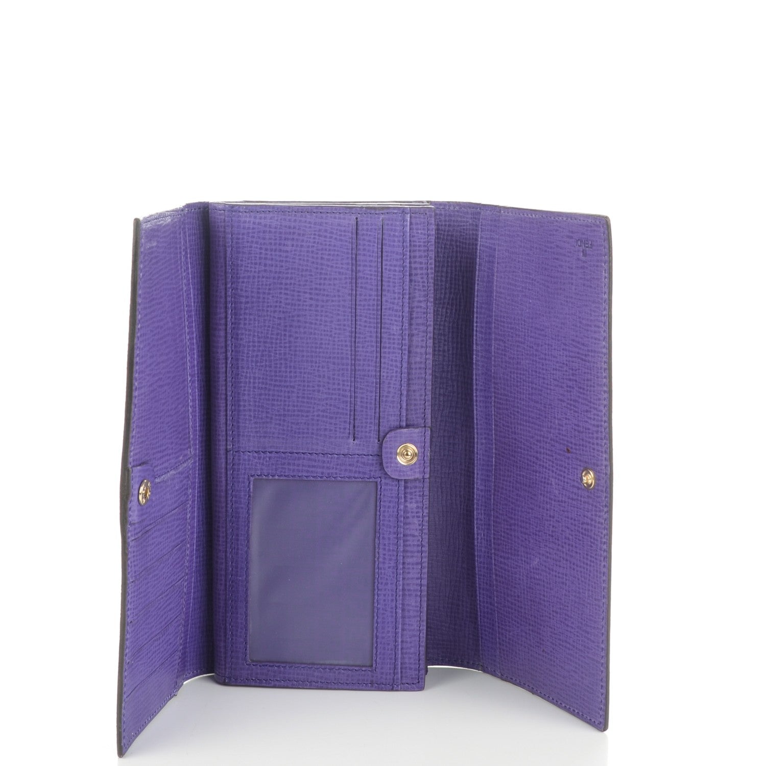 Fendi Zucca Spalmati Vitello Elite Continental Wallet Tobacco Viola 5 of 8