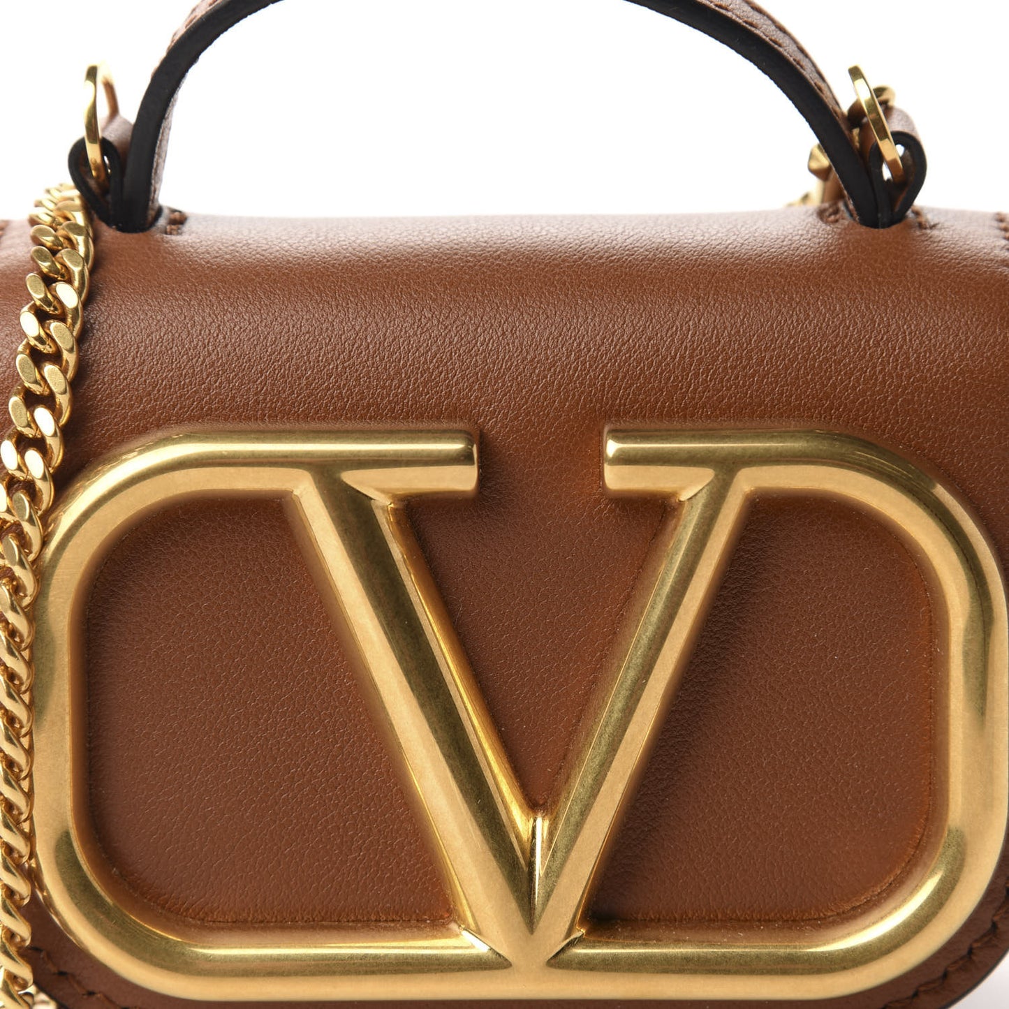 Calfskin Mini Supervee Crossbody Bag Saddle Brown