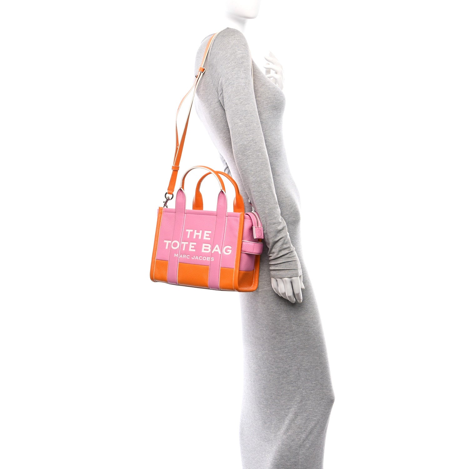 Marc Jacobs Grained Calfskin Small The Tote Bag Pink Orange
