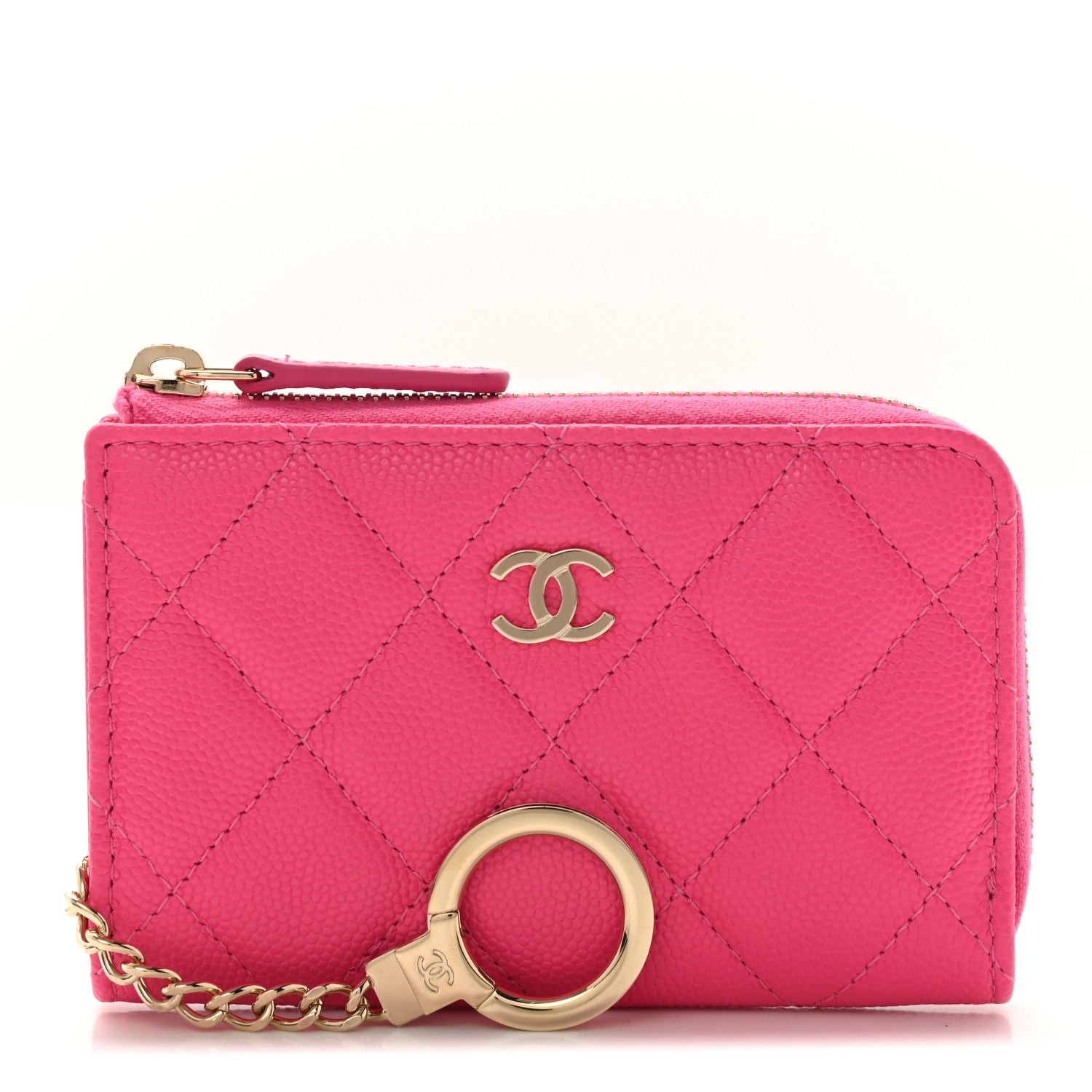 Chanel Caviar Quilted Zipped Key Holder Case Pink 1 of 7