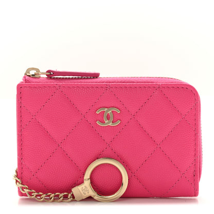 Chanel Caviar Quilted Zipped Key Holder Case Pink 1 of 7