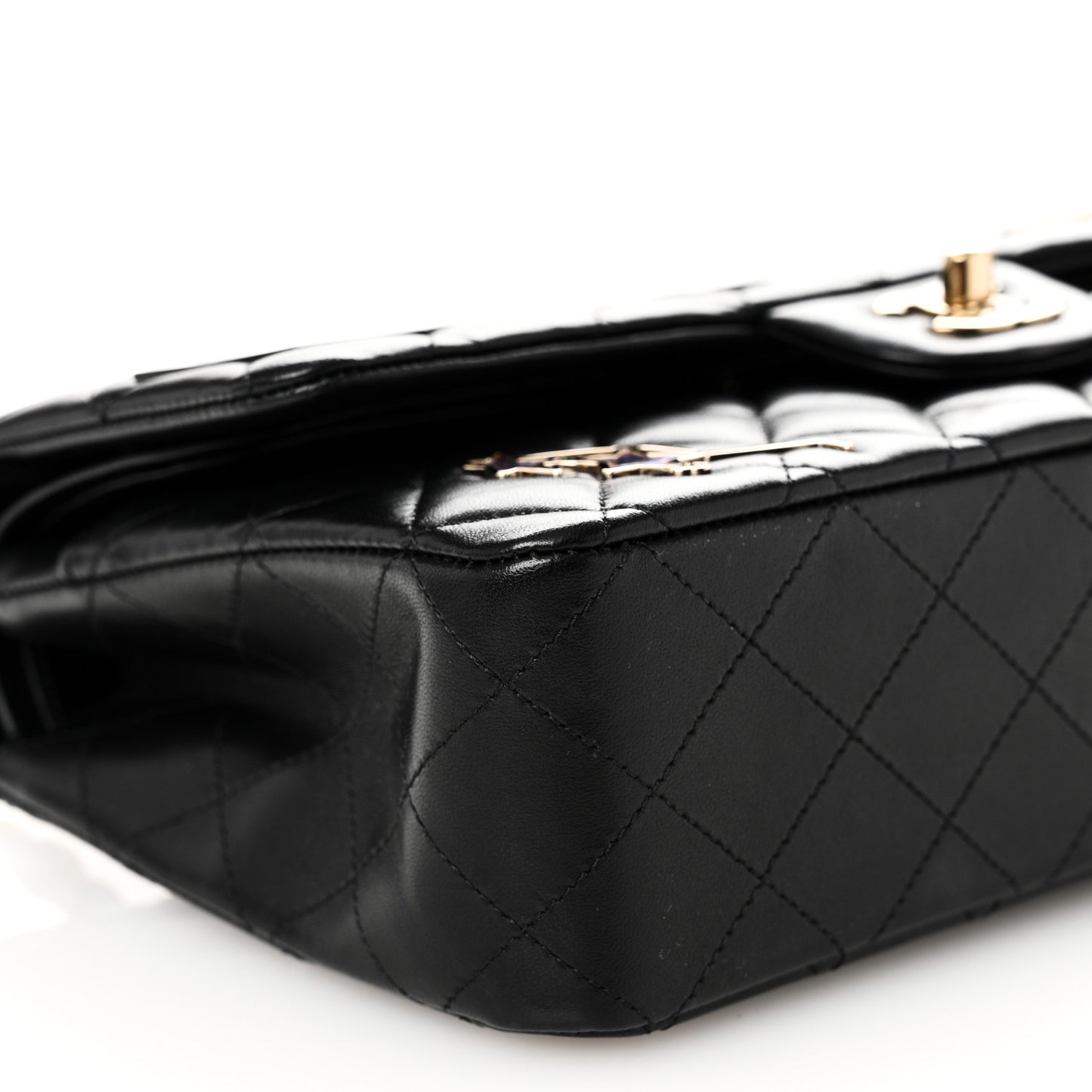 Lambskin Quilted Medium Hollywood Charms Double Flap Black