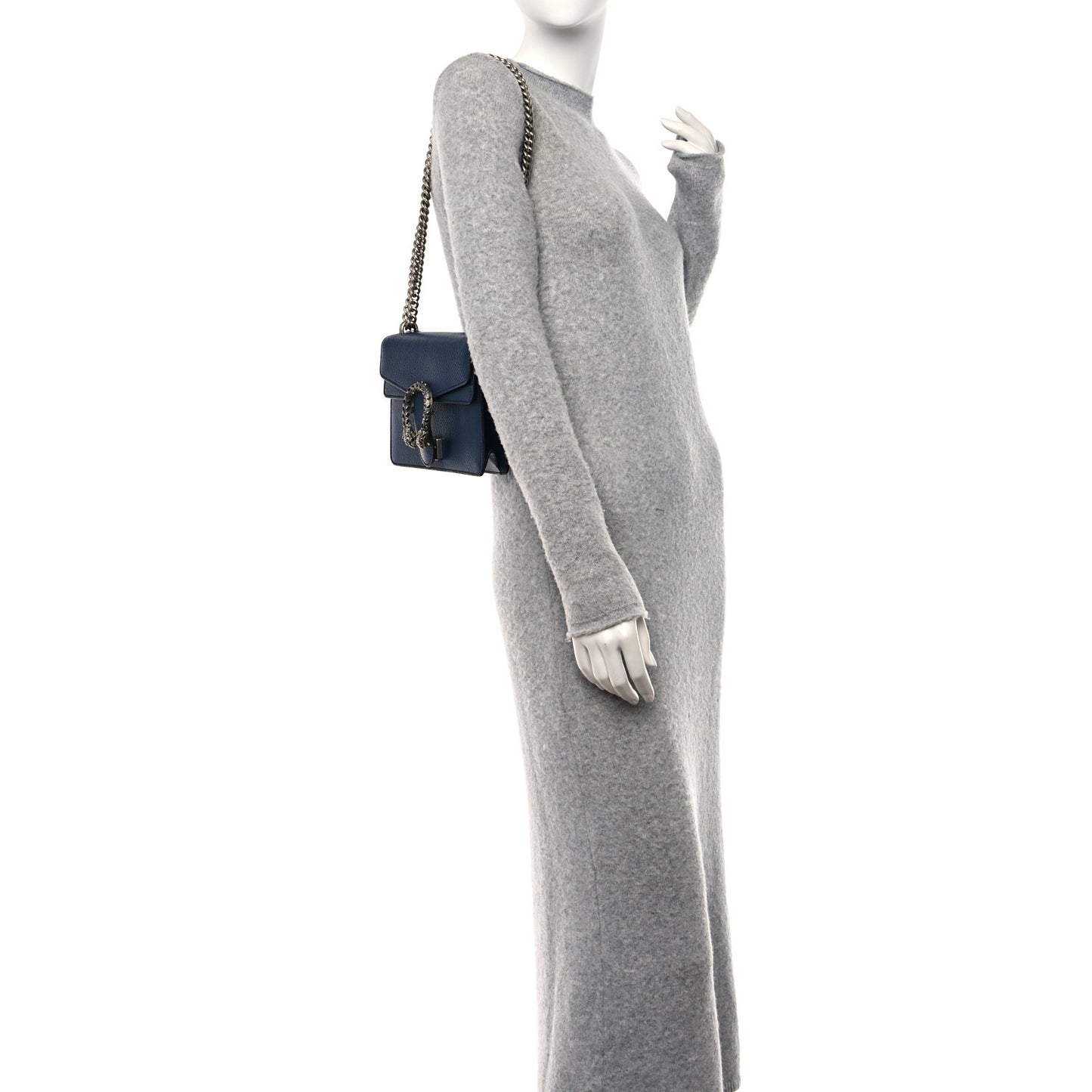 Dollar Calfskin Crystal Mini Dionysus Shoulder Bag Blue Agata Montana Sapphire