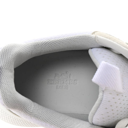 Hermes Technical Knit Suede Heros Sneakers 38 White 8 of 9