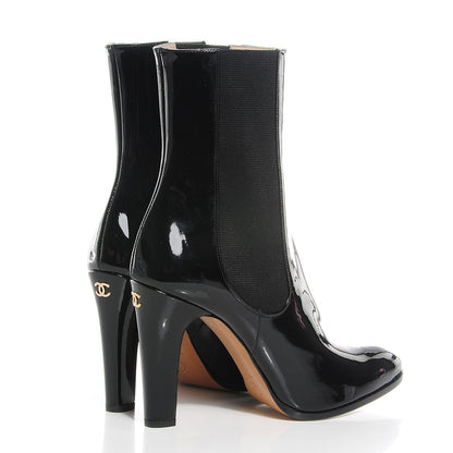 Chanel Patent Calfskin CC Boots 41.5 Black 4 of 7