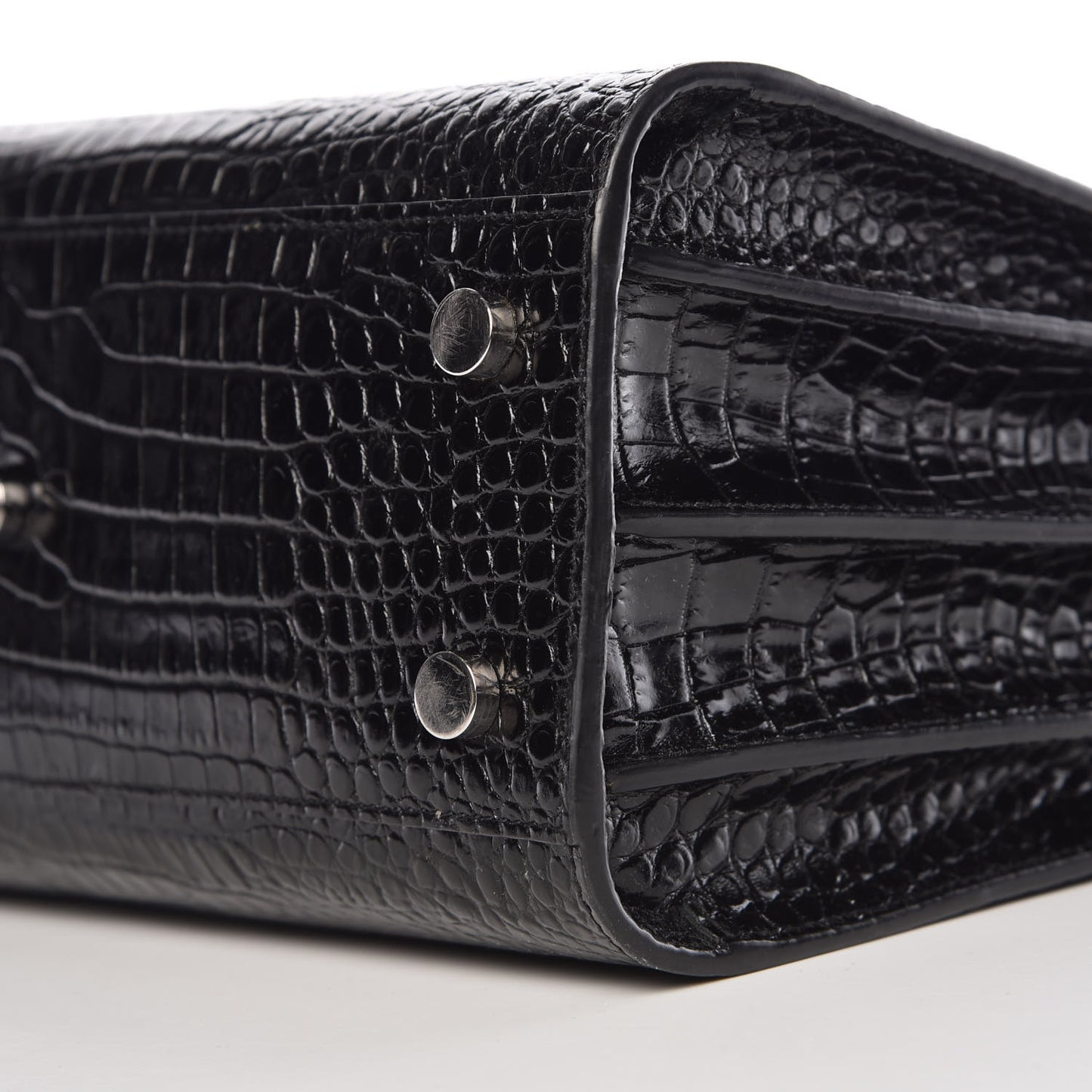 Calfskin Crocodile Embossed Baby Sac De Jour Black