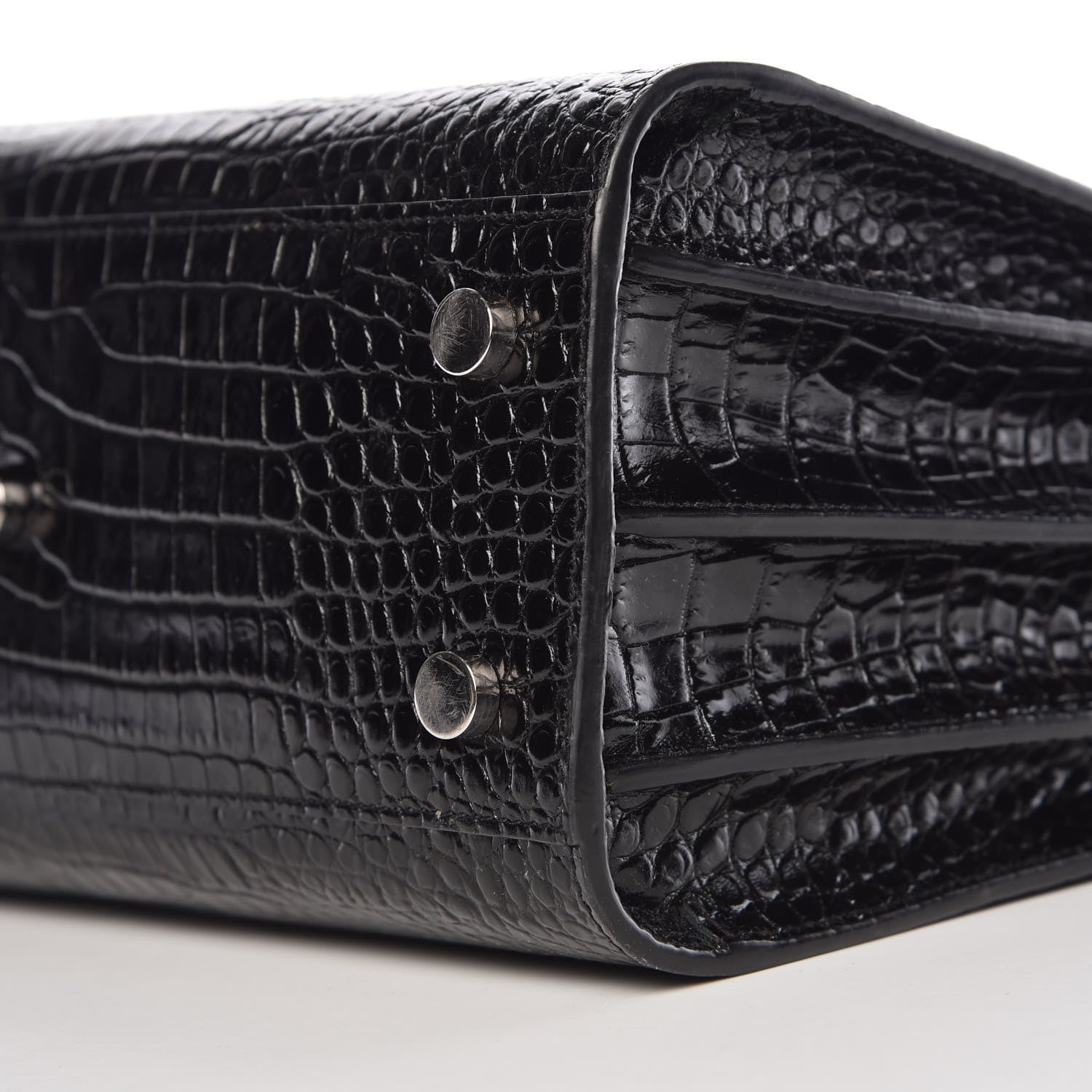 Saint Laurent Calfskin Crocodile Embossed Baby Sac De Jour Black 6 of 10
