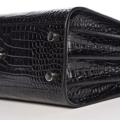 Saint Laurent Calfskin Crocodile Embossed Baby Sac De Jour Black 6 of 10