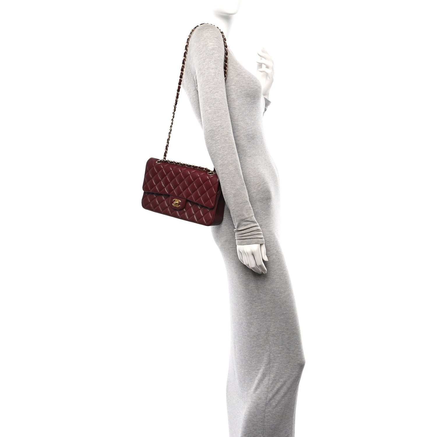 Chanel Caviar Quilted Medium Double Flap Burgundy 2 of 12
