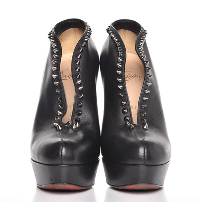 Christian Louboutin Calfskin Studded Miss Fast Plato 140 Platform Booties 39 Black 2 of 13