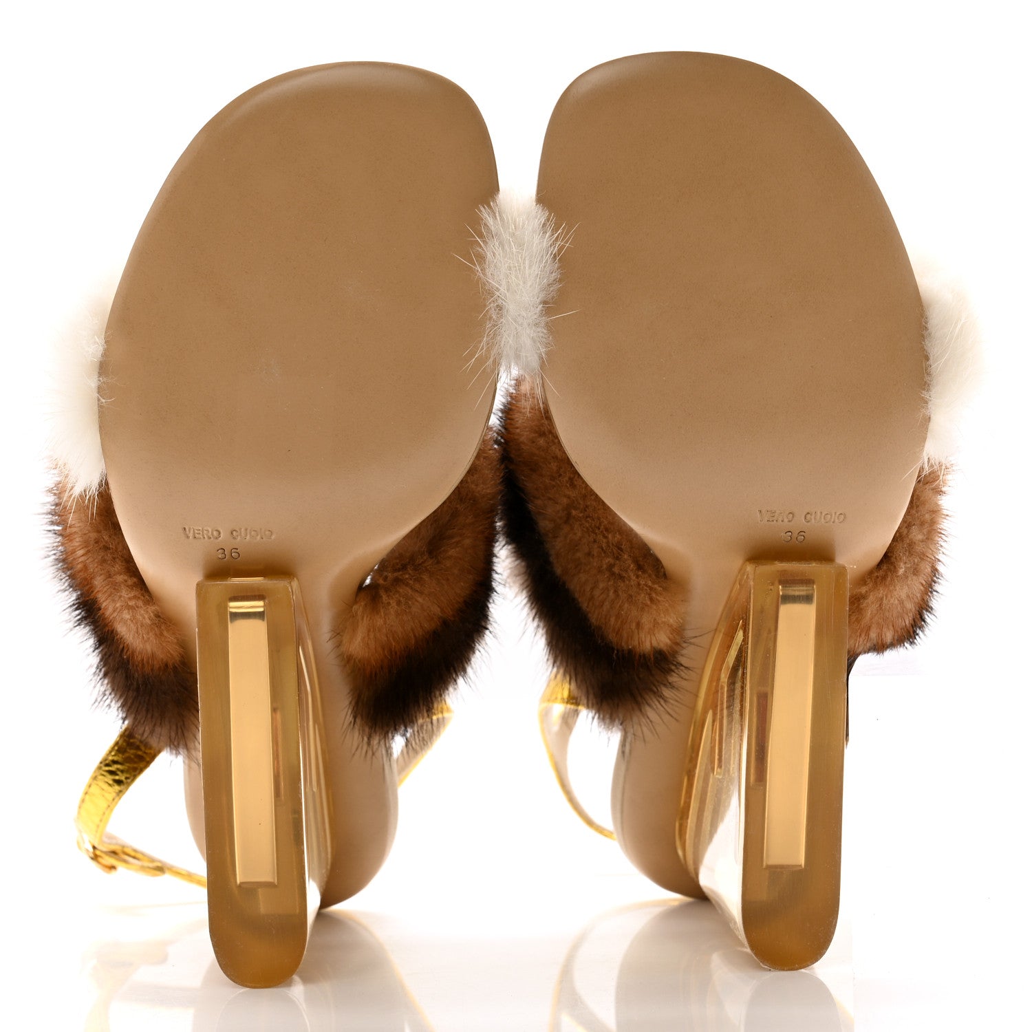 Fendi Mink Ayers Lucite Fendi First 95mm Sandals 36 Natural Brown 5 of 8