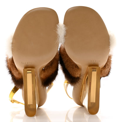 Fendi Mink Ayers Lucite Fendi First 95mm Sandals 36 Natural Brown 5 of 8