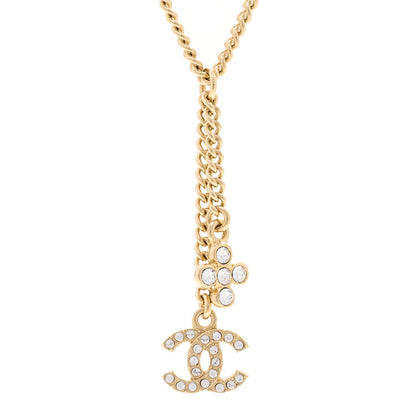 Chanel Crystal Flower CC Lariat Necklace Gold 4 of 6