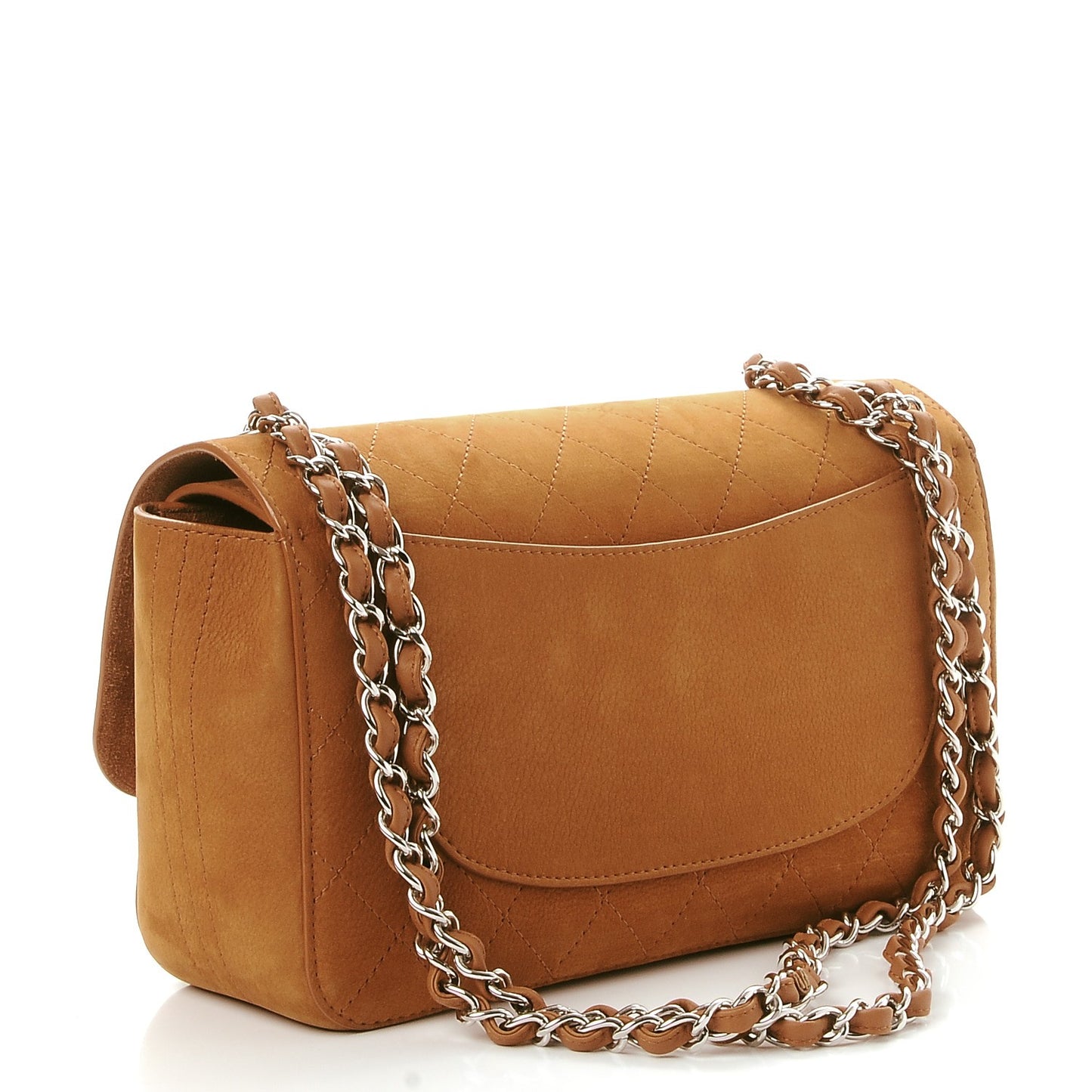 Suede Stitched Jumbo Double Flap Camel