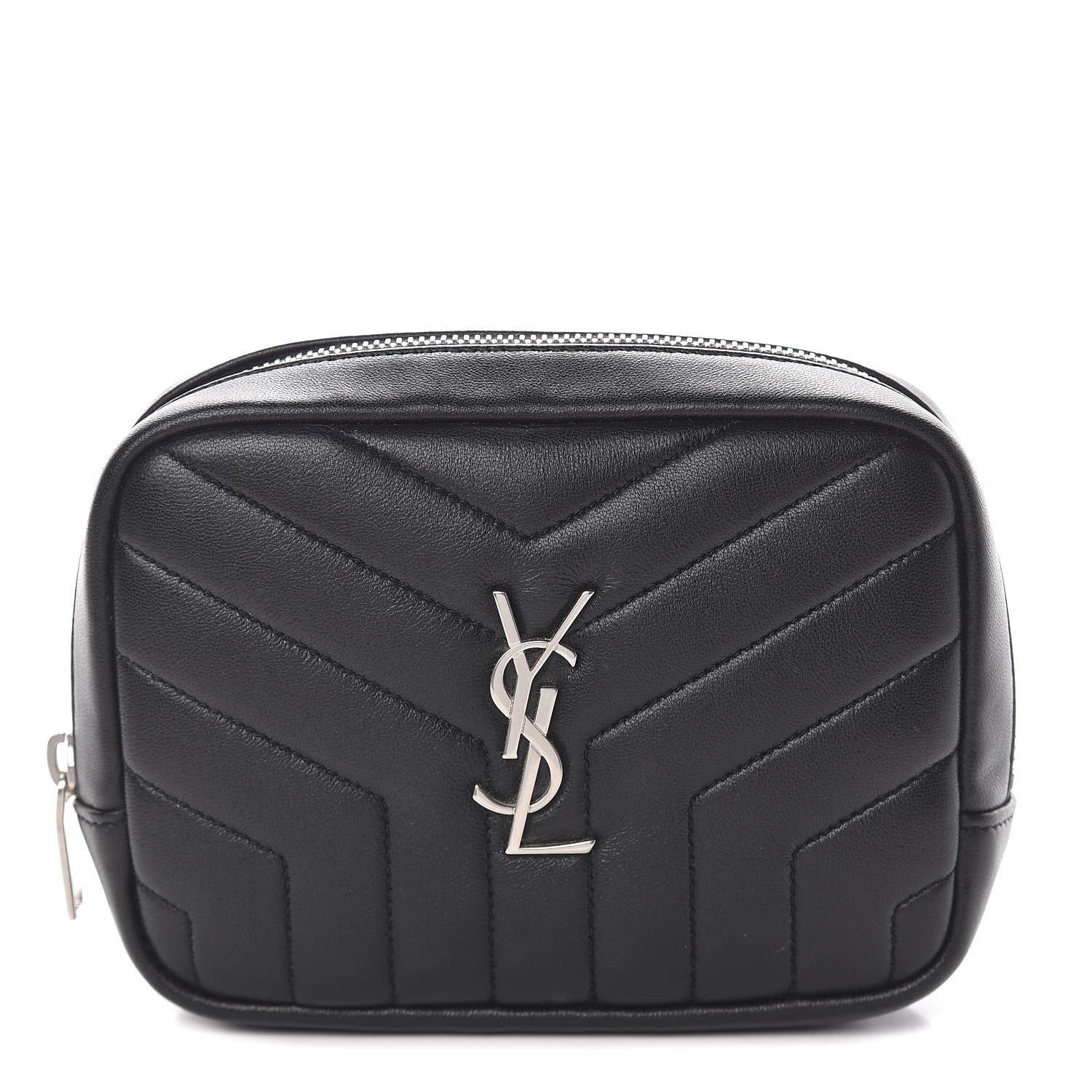 Saint Laurent Lambskin Y Quilted Monogram Loulou Cosmetic Case Black 1 of 11