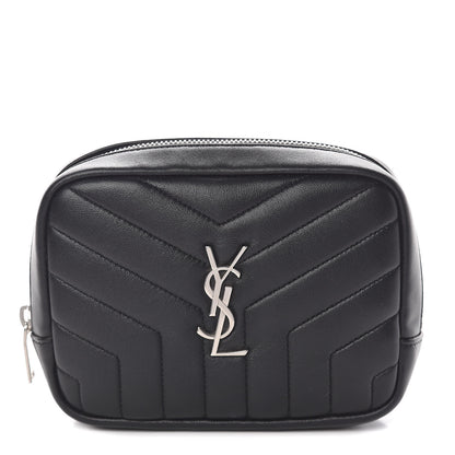 Saint Laurent Lambskin Y Quilted Monogram Loulou Cosmetic Case Black 1 of 11
