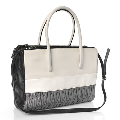 Miu Miu Nappa Matelasse Convertible Satchel Argilla Talco 3 of 11