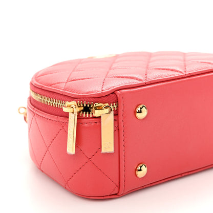Chanel Lambskin Quilted Small Chic Riviera Top Handle Vanity Case Red 8 of 10