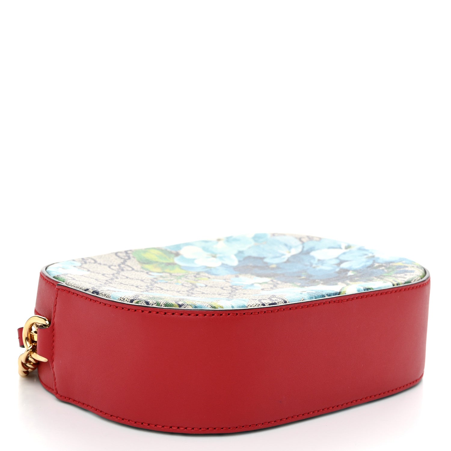 Gucci GG Supreme Monogram Blooms Mini Chain Shoulder Bag Beige Blue Navy Hibiscus Red 4 of 10