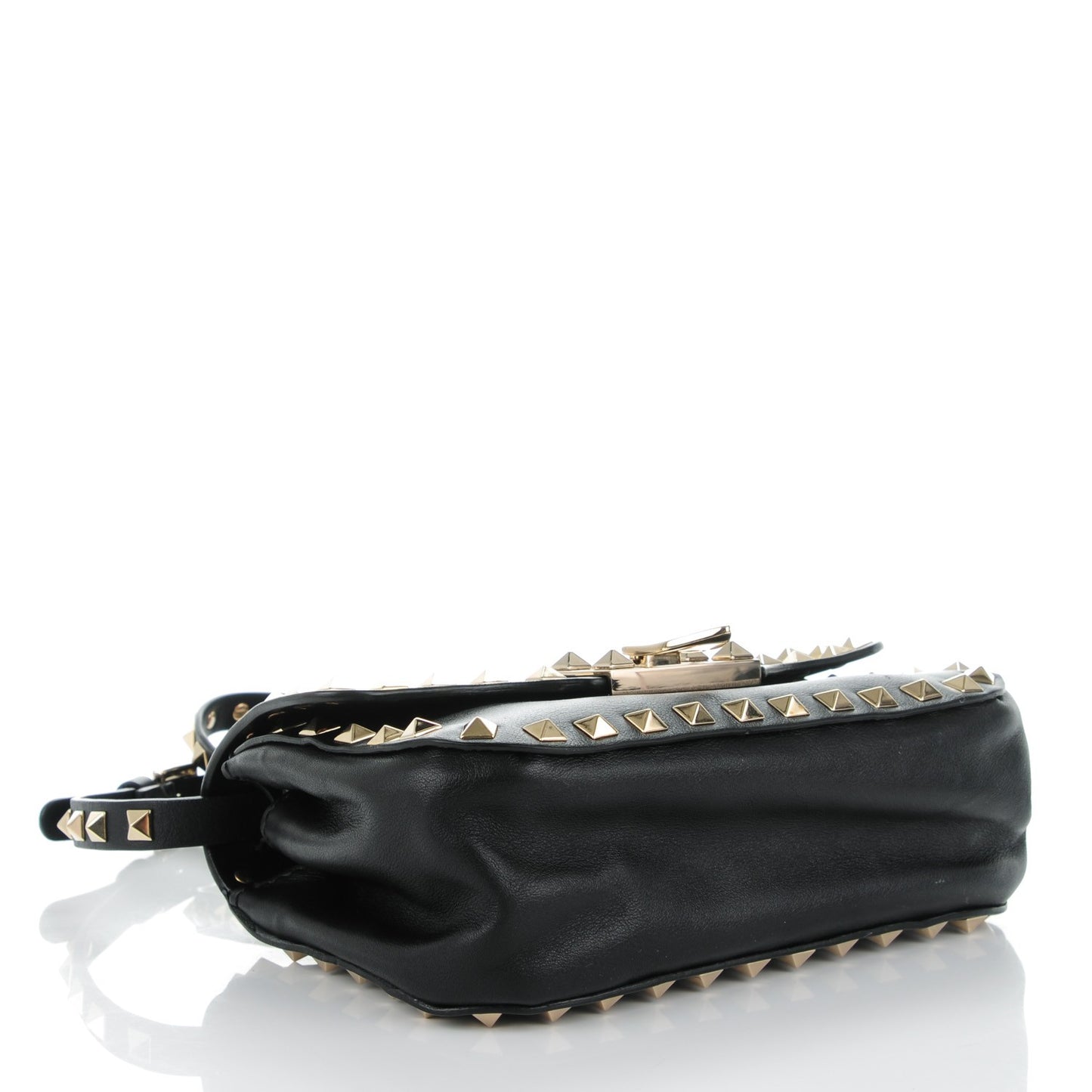 Vitello Mini Rockstud Flap Saddle Crossbody Bag Black