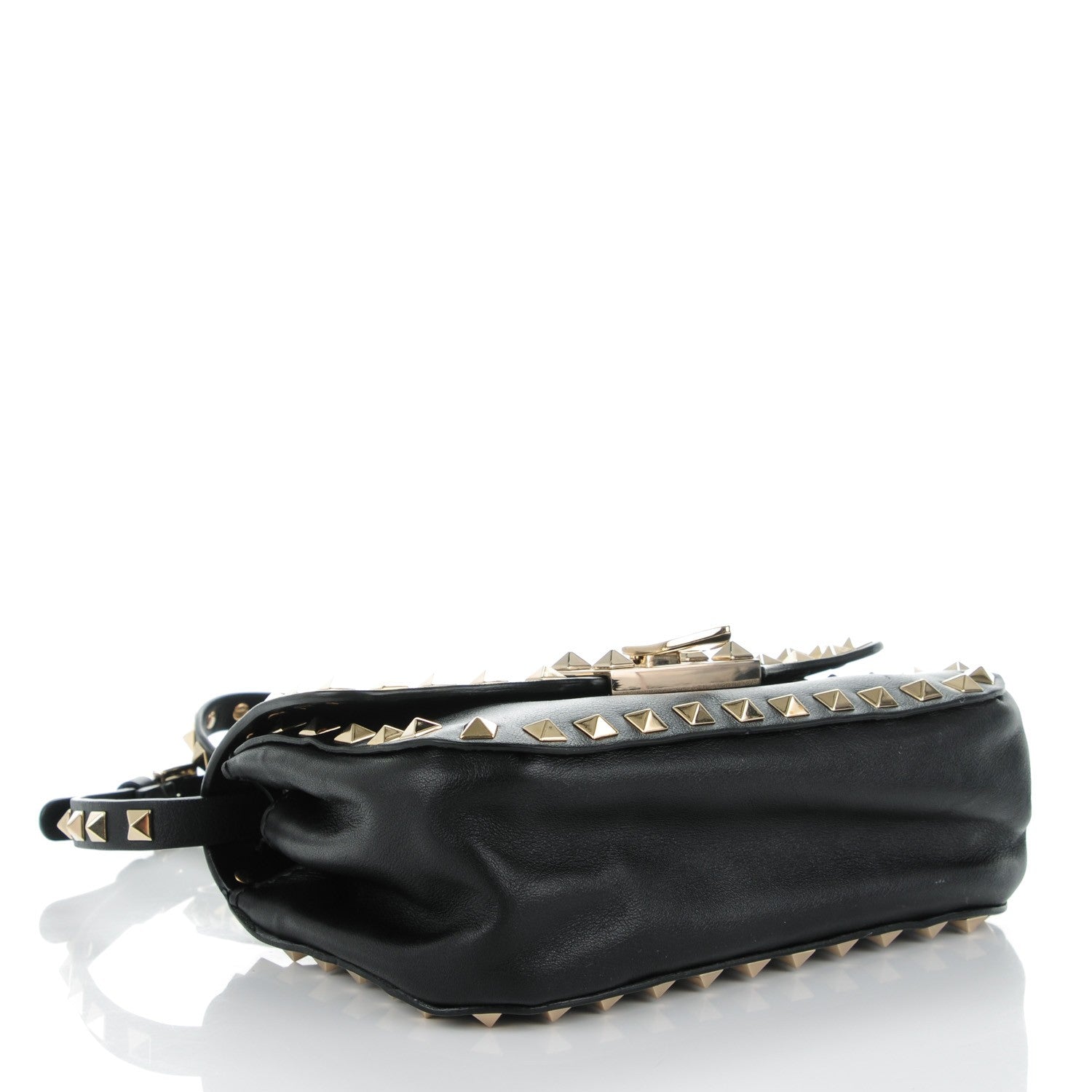 Valentino Garavani Vitello Mini Rockstud Flap Saddle Crossbody Bag Black 4 of 7