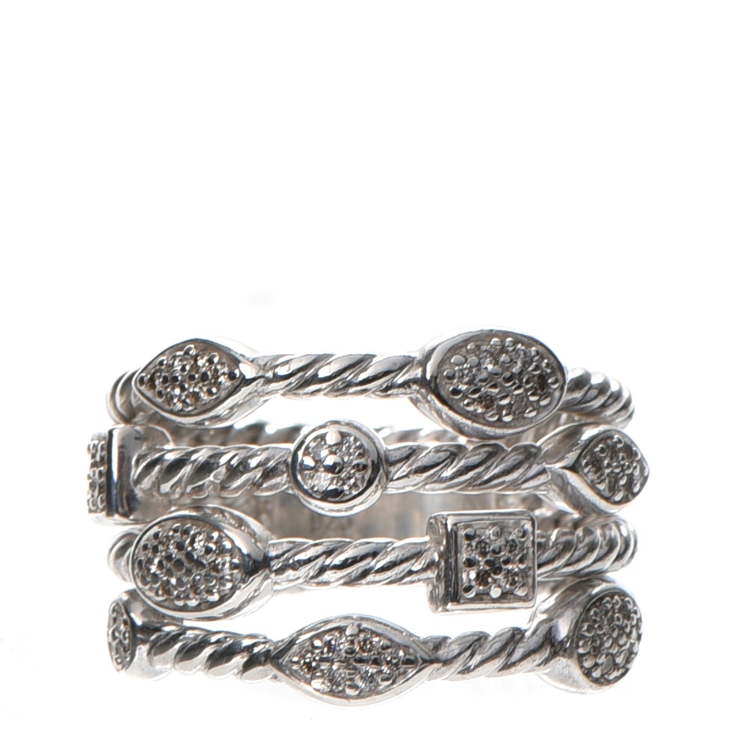 Sterling Silver Diamond Confetti 4 Row Ring 51.9 6